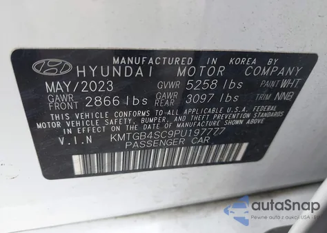 2023 Genesis G80 2.5T Awd z USA, uszkodzony, nr VIN KMTGB4SC9PU197777